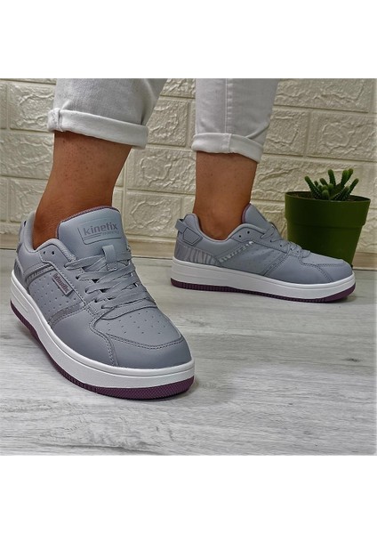 Enner Pu Gri-Beyaz-Gülkurusu Fuspetli Sneaker Spor Ayakkabı