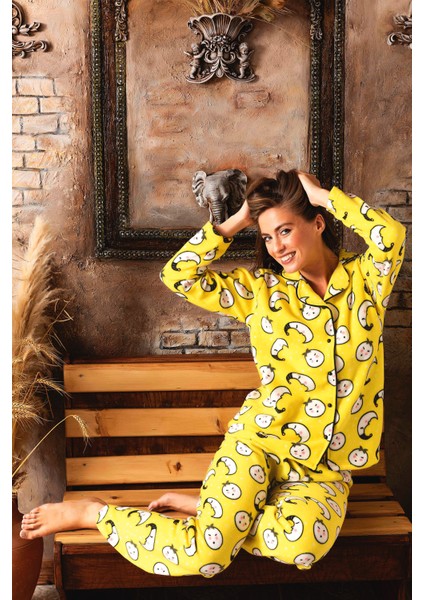 Kadın Kışlık Welsoft Peluş Inci Polar Düğmeli Pijama Takımı 'ipeksi Doku'