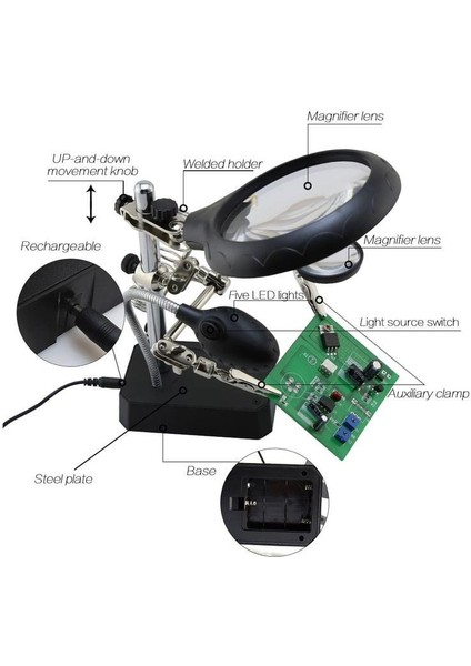 TE-800 Masa Üstü Ledli Büyüteç Çok Fonksiyonlu Tutacak fiyatları