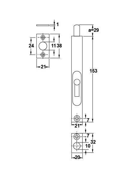 Bolt 07 Sürgü Mandallı P.çelik Mat 153MM