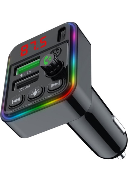 C-617 Bluetooth Görüşme ve Müzik Dinleme Ekranlı Rgb Fm Transmitter Pd + 3.1A Çift USB Şarj