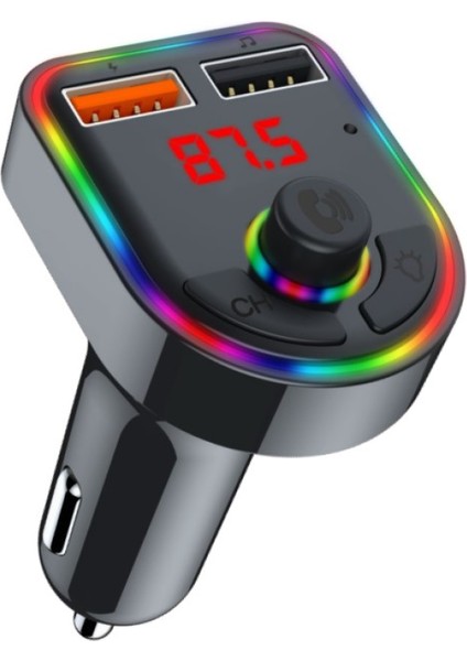 C-616 Bluetooth Görüşme ve Müzik Dinleme Ekranlı Rgb Fm Transmitter Çift USB Şarj Usb/tf