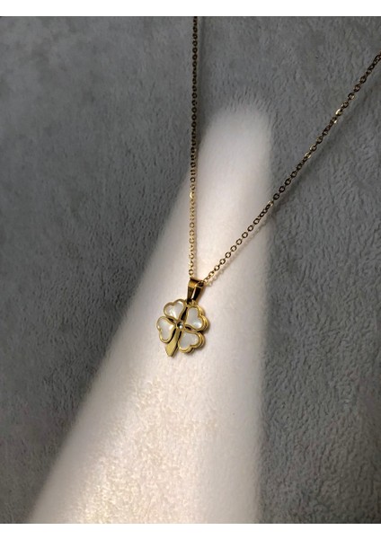 Nature Çelik Zirkon Taşlı Sedef Yonca 48 cm Rose Gold Renk Kolye fiyatları