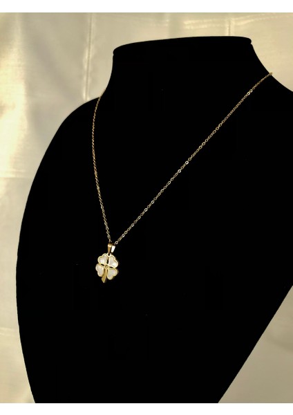 Nature Çelik Zirkon Taşlı Sedef Yonca 48 cm Rose Gold Renk Kolye indirimleri