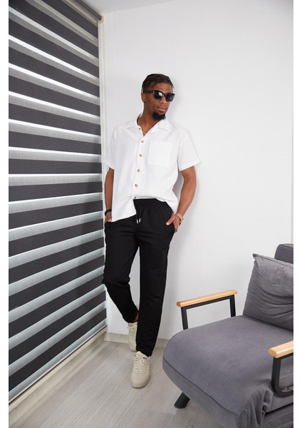 Erkek Slım Fıt Jogger Pantolon Double Paça Yüksek Kalite Desenli Kumaş Likralı indirimleri