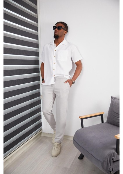 Erkek Slım Fıt Jogger Pantolon Double Paça Yüksek Kalite Desenli Kumaş Likralı indirimleri