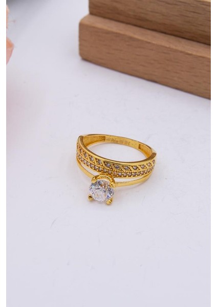 22 Ayar Altın Yüzük Tek Taşlı Alyans Kadın Yüzük
