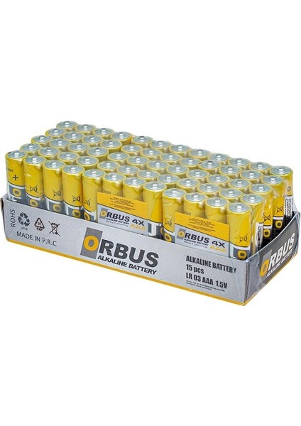 Aaa Alkalin Ince Kalem Pil 60LI Paket ORB-LR03 1,2 V Yok Tek Kullanımlık Alkalin Piller 0850-0004