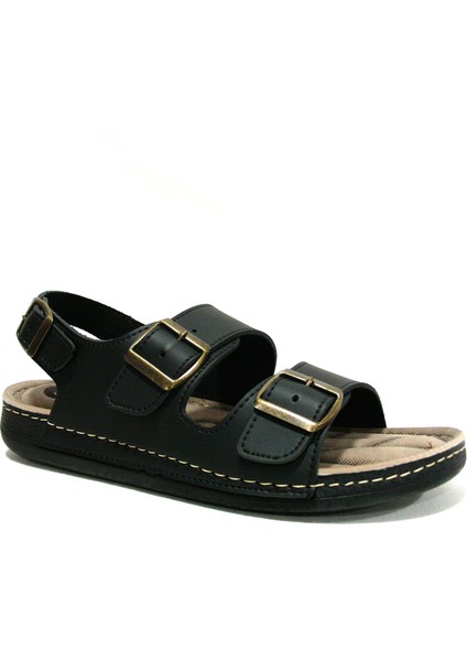 Siyah Tokalı Anatomik Comfort Sandalet