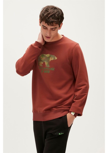 Bad Bear Re-Fınger Crewneck Turuncu Erkek Sweatshirt