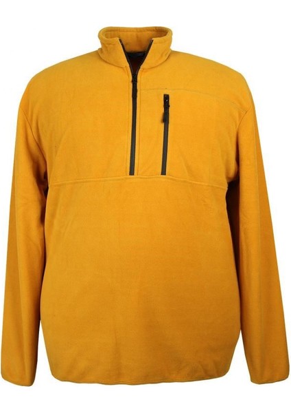 Erkek Büyük Beden Yarım Fermuarlı Polar Sweat Sarı