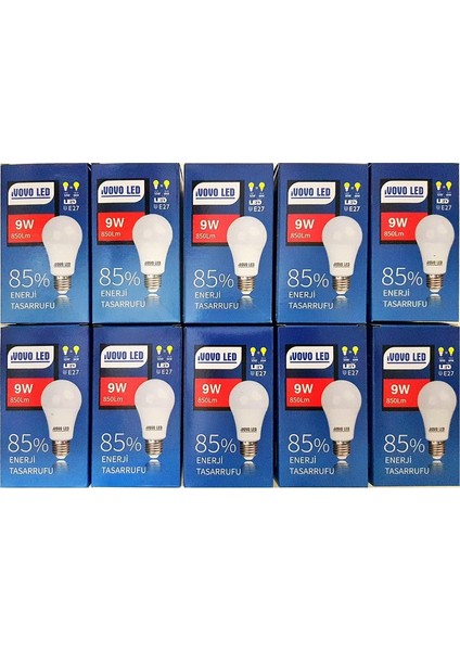 Ivovo 9W E27 Duy LED Ampul Beyaz Renk 6500 Kelvin 850 Lümen 10 Adet