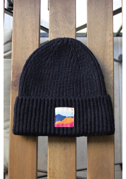 Navy Blue Beanie Lacivert Dokuma Etiketli Soft Yıkama Yünlü Katlamalı Örgü Bere