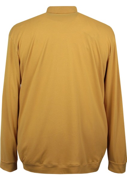 Erkek Büyük Beden Polo Yaka Ince Pike Sweat Uzun Kol Sarı modelleri
