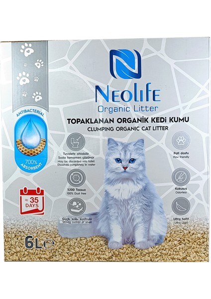 Organic Litter 6 Lt Süper Topaklanan Organik Kedi Kumu