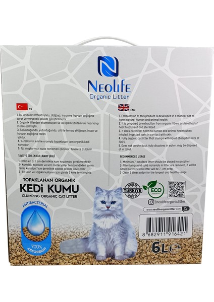 Organic Litter 6 Lt Süper Topaklanan Organik Kedi Kumu