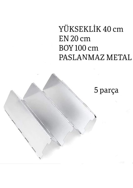 Kamp Ateşi Rüzgar Engelleyici Panel Rüzgarlık 5'li Plaka fiyatları