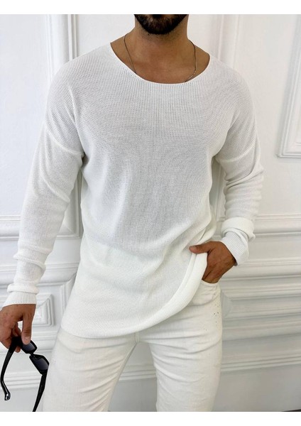 Oversize Örme Natural Pamuk Tüylenmeyen Kazak Salaş Tarz Triko