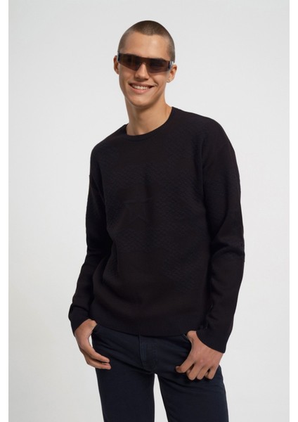 Erkek Siyah Oversize Fit Erkek Kazak LF2033897 fiyatları