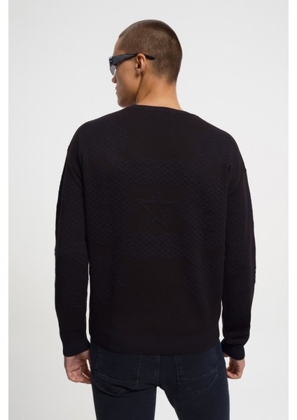 Erkek Siyah Oversize Fit Erkek Kazak LF2033897 fırsatları