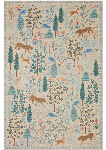 Floral Mira Bej Pastel Botanik Tema Dokuma Taban Halı Mira 1318