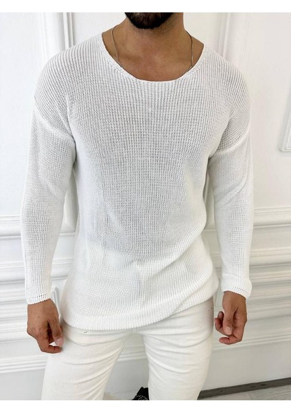 Oversize Örme Natural Pamuk Tüylenmeyen Kazak Salaş Tarz Triko