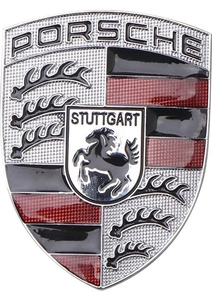 Porsche Kaput Logosu Metal Gri Renk - Logo Arma - Porsche Grey Hood Emblem Crest Badge