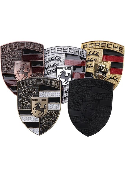 Porsche Kaput Logosu Metal Gri Renk - Logo Arma - Porsche Grey Hood Emblem Crest Badge fırsatları