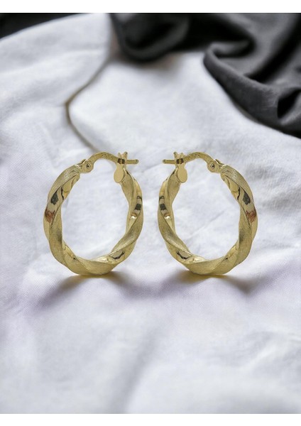 Taşsız Günlük Burgu Klasik 14 Ayar Altın Halka Küpe