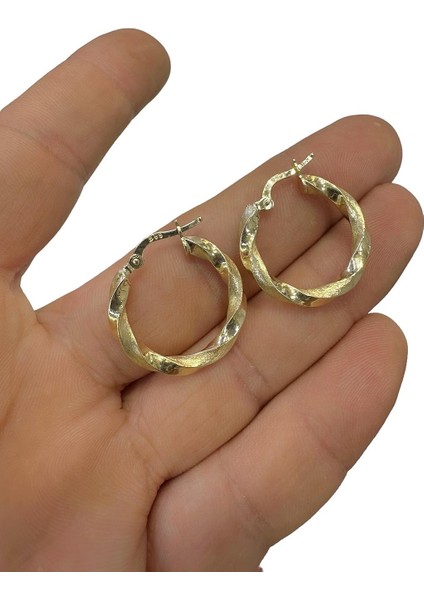 Taşsız Günlük Burgu Klasik 14 Ayar Altın Halka Küpe modelleri