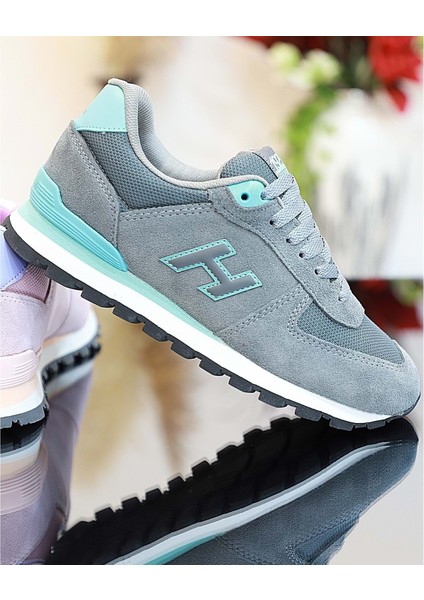 1743-PERU Hakiki Deri Anatomik Eva Tabanlı Unisex Sneakers Ayakkabı - NKT01743-GRI Turkuaz-36 fiyatları