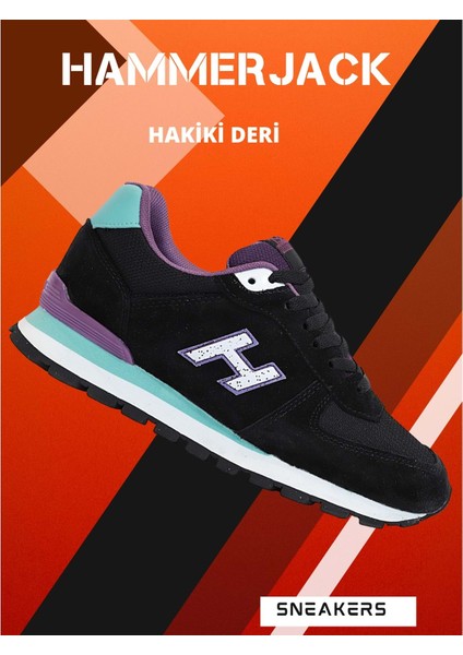1743-PERU Hakiki Deri Anatomik Eva Tabanlı Unisex Sneakers Ayakkabı - NKT01743-SIYAH Mor-36 indirimleri