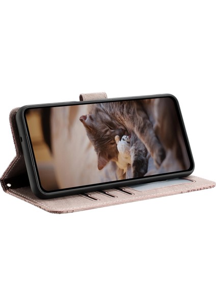 Iphone 14 Telefon Kasası Için Basılmış Duvar Kedileri Telefon Deri Kasa Cüzdanı Stand Tam Koruma Kapağı Kayış-Mor ile (Yurt Dışından)