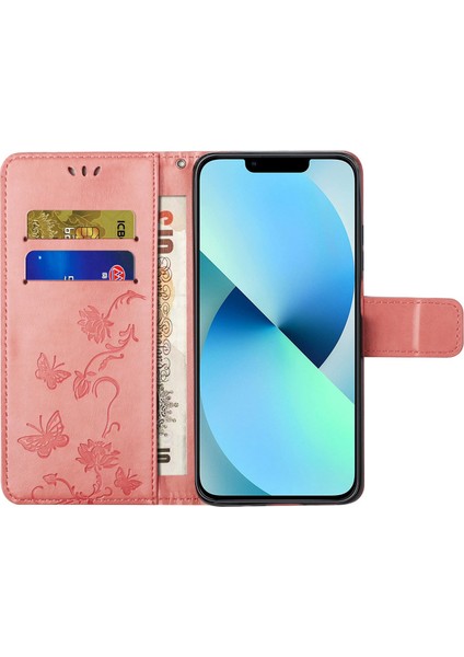 Iphone 14 Pro Telefon Kılıfı 6.1 Inç Kelebek Çiçeği Baskılı Pu Deri Deri Flip Cüzdan Standı Strap-Pink ile Çizgiye Dönüşüm Anti Telefon Kapağı (Yurt Dışından) fiyatları