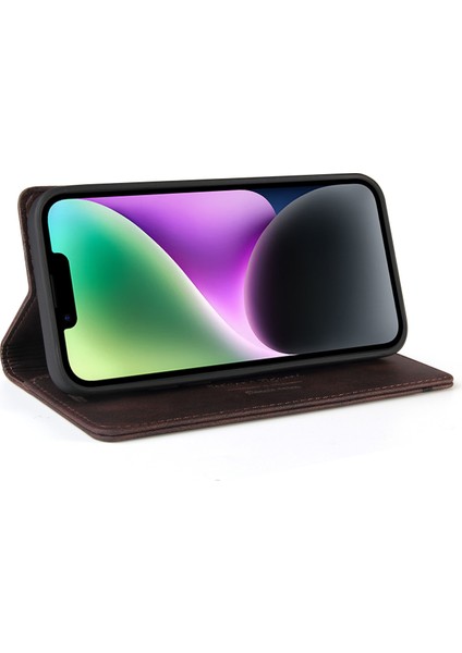 Iphone 14 Için Anti-Drop Rfıd Engelleme Cilt Duygu Duygu Pu Deri Stand Cüzdan Telefon Vaka-Koffee (Yurt Dışından) modelleri