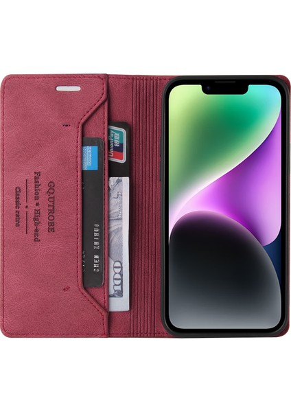 Iphone 14 Için Anti-Drop Rfıd Engelleme Cilt Duygu Hissediyor Pu Deri Standı Cüzdan Telefon Case-Dark Kırmızı (Yurt Dışından) fiyatları