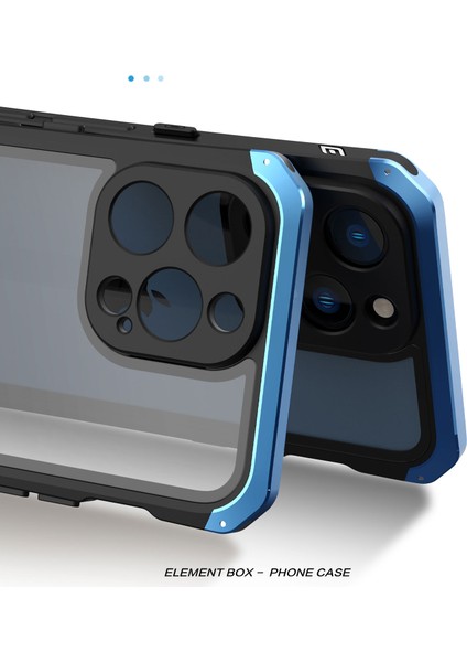 Iphone 14 Pro Telefon Kılıfı Eleman Kutusu Bırakma Koruması 3 Parçalı Tasarım Mobil Kapak Metal +Temperli Cam Cep Telefonu Geri Kılıf Kapak Kara Gümüş (Yurt Dışından)