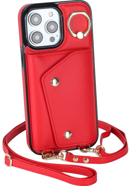 Iphone 14 Pro Fone Case Için Zipper Cüzdan Yüzük Kickstand Pu Deri Kaplamalı Tpu Crossbody Telefon Kapak-Kırmızı (Yurt Dışından) fırsatları