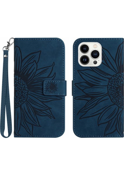 Iphone 14 Pro Telefon Kılıfı Için Flip HT04 Baskılı Ayçiçeği Eller Stand Pu Deri Deri Deri Dokun (Yurt Dışından)
