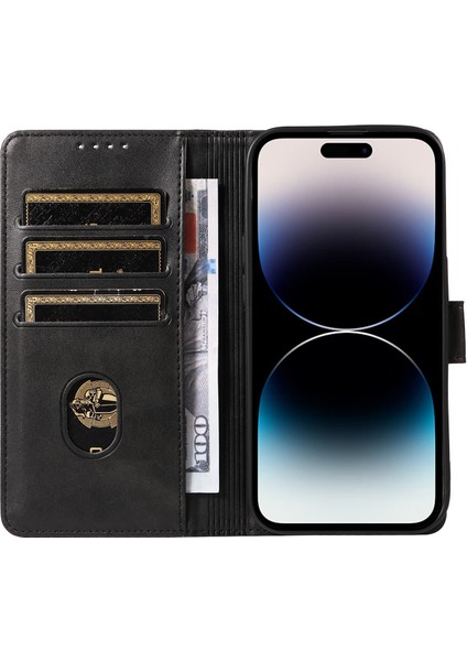 Iphone 14 Pro Full Koruma Cep Telefonu Kapağı Stand Cüzdan Black ile Kare Deri Telefon Kılıfı (Yurt Dışından) fiyatları