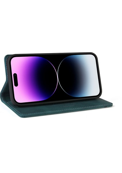 Iphone 14 Pro Telefon Kılıfı Için Çırpma Dayanıklı Rfıd Engelleme Cilt Dokunuşu Pu Deri Stand Cüzdan Telefon Kılıf Mavisi (Yurt Dışından)