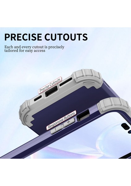 Iphone 14 Pro Telefon Kılıfı Için 6.1 Inç 3'ü 1 Arada Silikon+Pc Hibrid Kapak Tıkan Köşeler Tasarlama Cep Telefonu Geri Dönüş Vaka-Dark Mavi (Yurt Dışından) fiyatları
