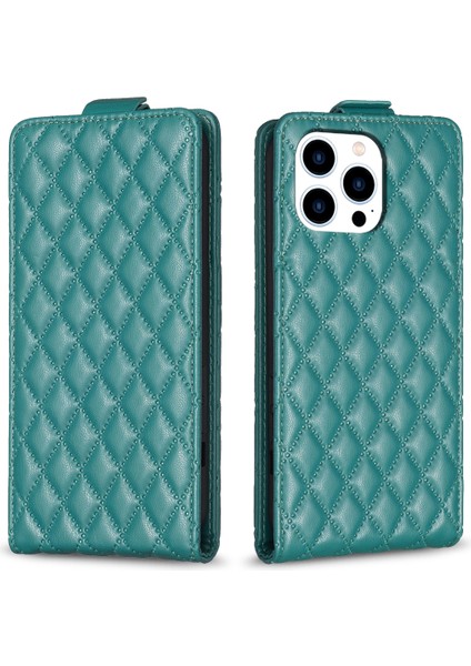 Iphone 14 Pro Koruyucu Kapak Dikey Flip Baskılı Pu Deri Telefon Kabuk Yeşili (Yurt Dışından)