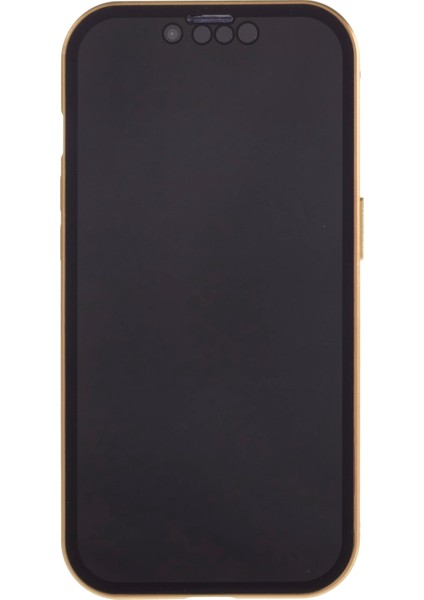 Iphone 14 Telefon Kasası Anti-Casus Metal Çerçeve+Çift Taraflı Temperli Cam Manyetik Tam Koruma Kapağı Altın (Yurt Dışından)