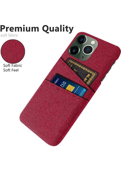 Iphone 14 Pro Telefon Kasası 6.1 Inç Kumaş+Pc Çift Katmanlı Bez Doku Çift Kart Yuvaları Koruyucu Kapak-Kırmızı (Yurt Dışından) modelleri