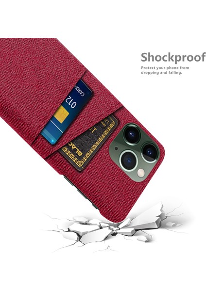 Iphone 14 Pro Telefon Kasası 6.1 Inç Kumaş+Pc Çift Katmanlı Bez Doku Çift Kart Yuvaları Koruyucu Kapak-Kırmızı (Yurt Dışından) fırsatları