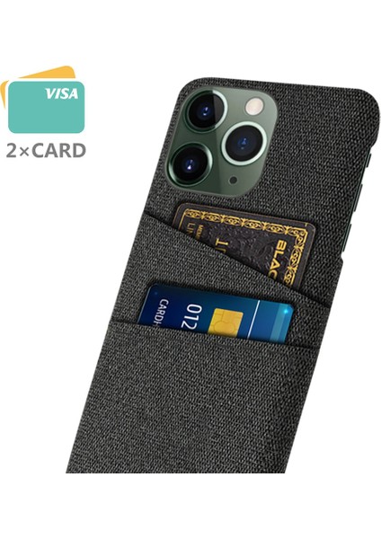 Iphone 14 Pro Fone Case Için 6.1 Inç Kumaş+Pc Çift Katmanlı Kumaş Doku Çift Kart Yuvaları Koruyucu Kapak Black (Yurt Dışından) fiyatları