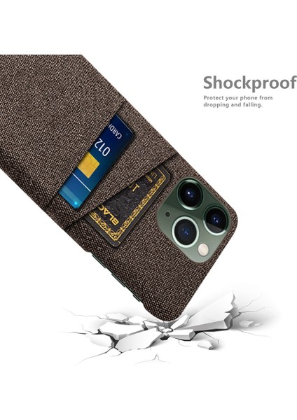 Iphone 14 Pro Fone Case 6.1 Inç Bez+Pc Çift Katmanlı Bez Doku Çift Kart Yuvaları Koruyucu Kapak Kahverengi (Yurt Dışından) fırsatları