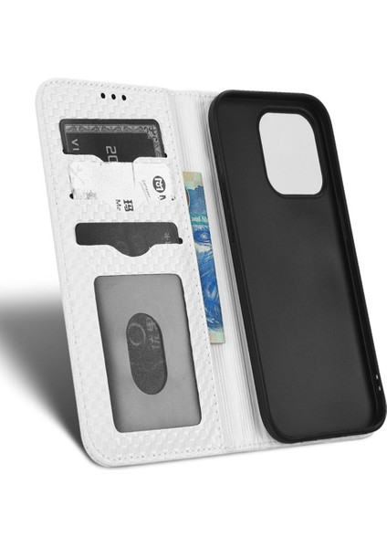 Iphone 14 Pro Telefon Kılıfı Için Cüzdan Manyetik Kapatma Koruyucu Kapak Izgara Dokusu Pu Deri Stand Kılıf Beyaz (Yurt Dışından) fırsatları