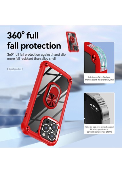 Iphone 14 Pro Koruyucu Geri Kılıf Pc+Tpu Metal Ring Kickstand-Red ile Anti-Drop Anti-Çizik Kapağı (Yurt Dışından) modelleri